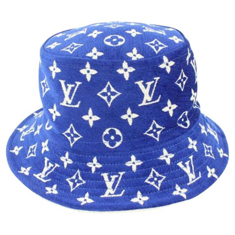 louis vuitton bucket hat blue|More.